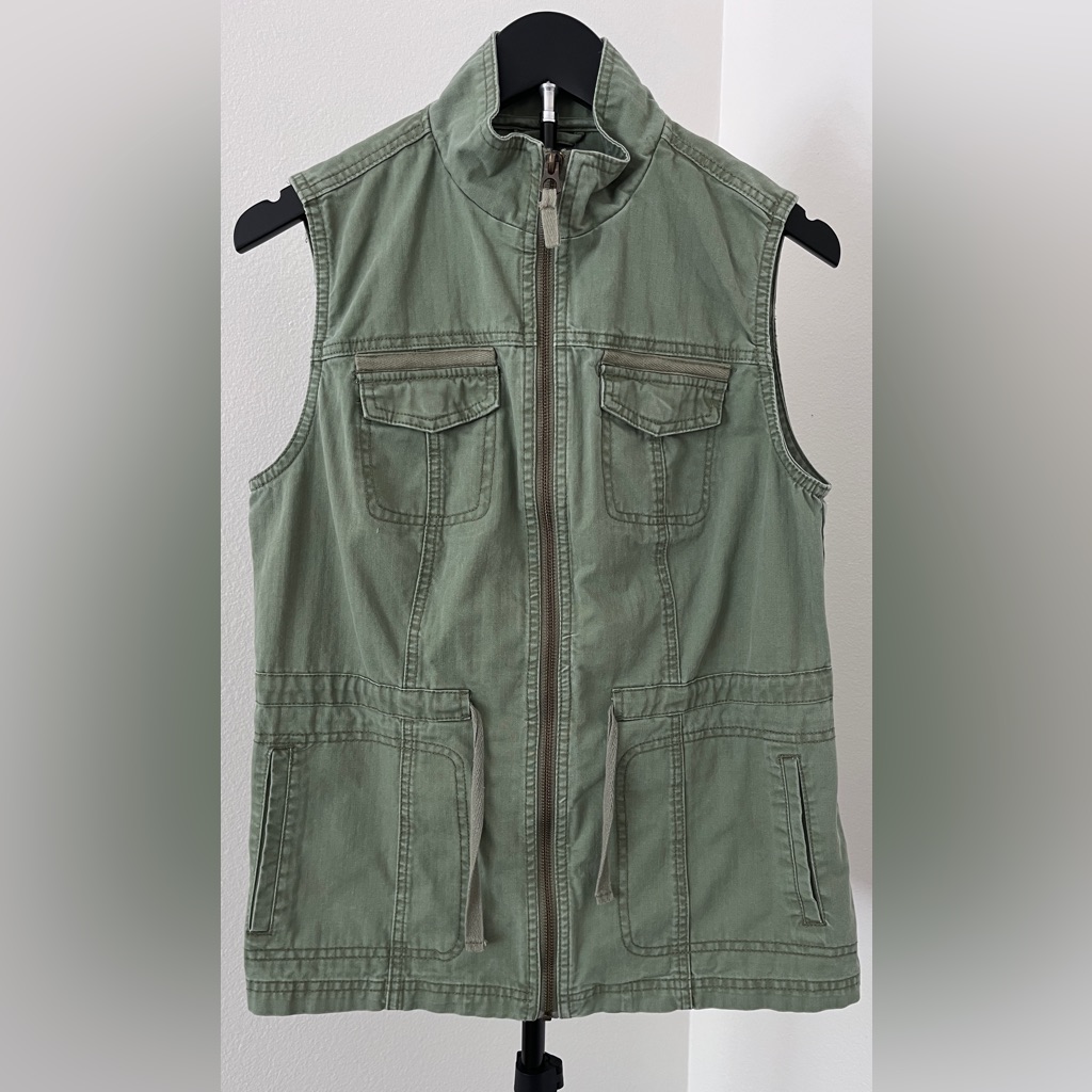 Nwot Merona Olive Green Utility Vest | Urban Chic Cargo Vest | Size S